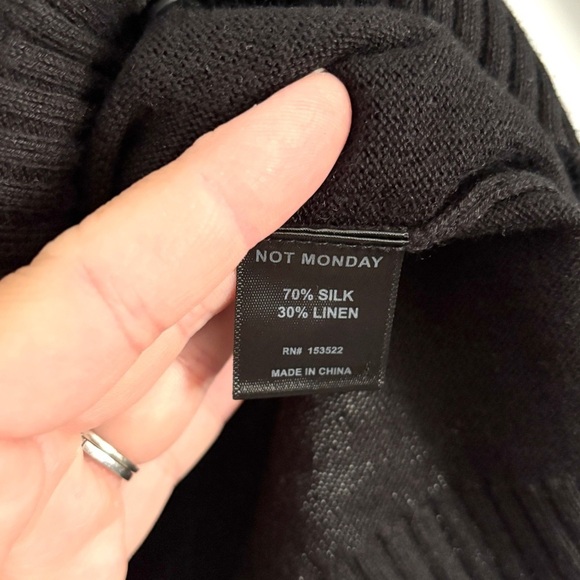 Not Monday Black Long Sleeve Cardigan Button Front Linen Silk Blend Women’s XS - Picture 5 of 10